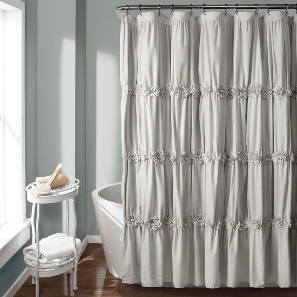 Darla Texture Shower Curtain Light Gray - Lush Décor Microfiber Fabric